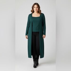 Lane Bryant forest green kimono with‎ tank top
